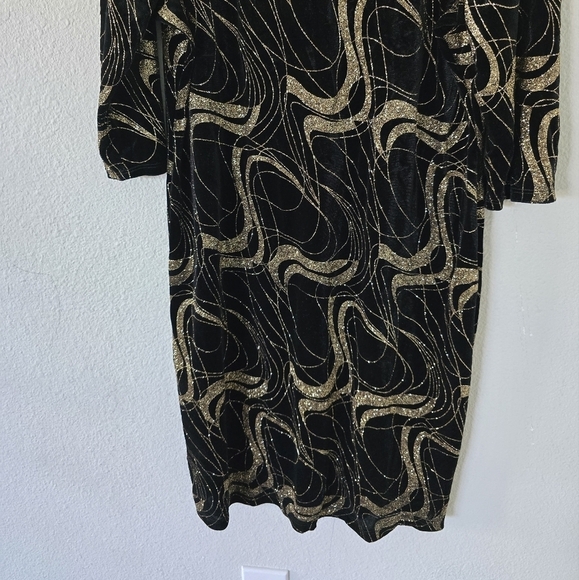 Vintage Dress 3X Women Gold Black Y2K Burnout Velvet Sheath Fairygrunge - Picture 5 of 13